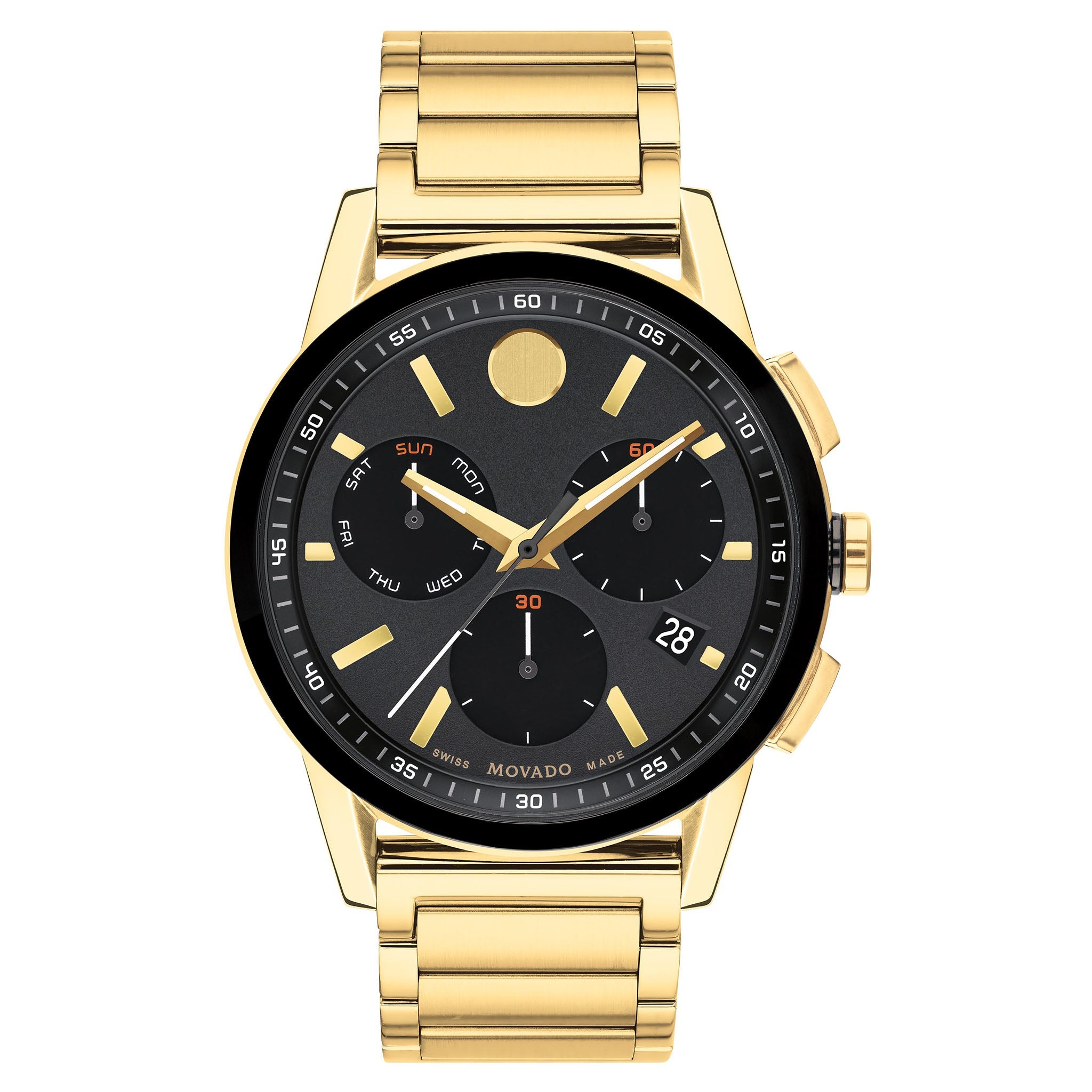Movado Yellow Pvd Black Dial Chronograph Men s Swiss Made Watch 6078 The Watch Factory Australia