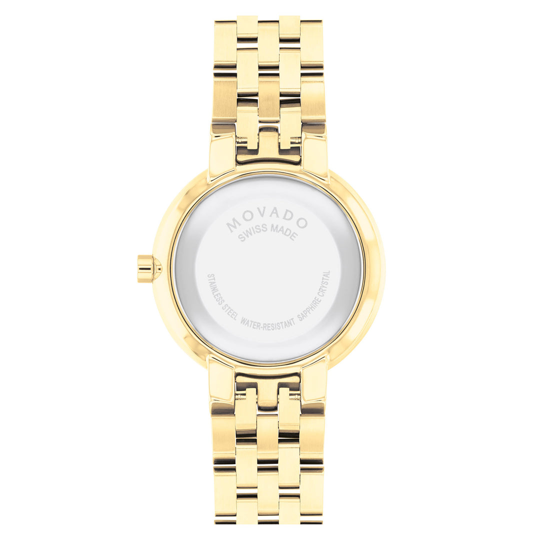 Movado Yellow Pvd Black Dial Women's Swiss Made Watch - 607847