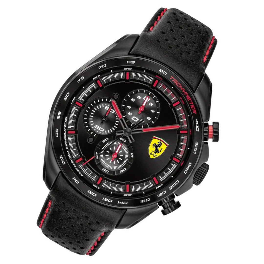 Scuderia Ferrari Speedracer Black Leather Men's Watch - 830647