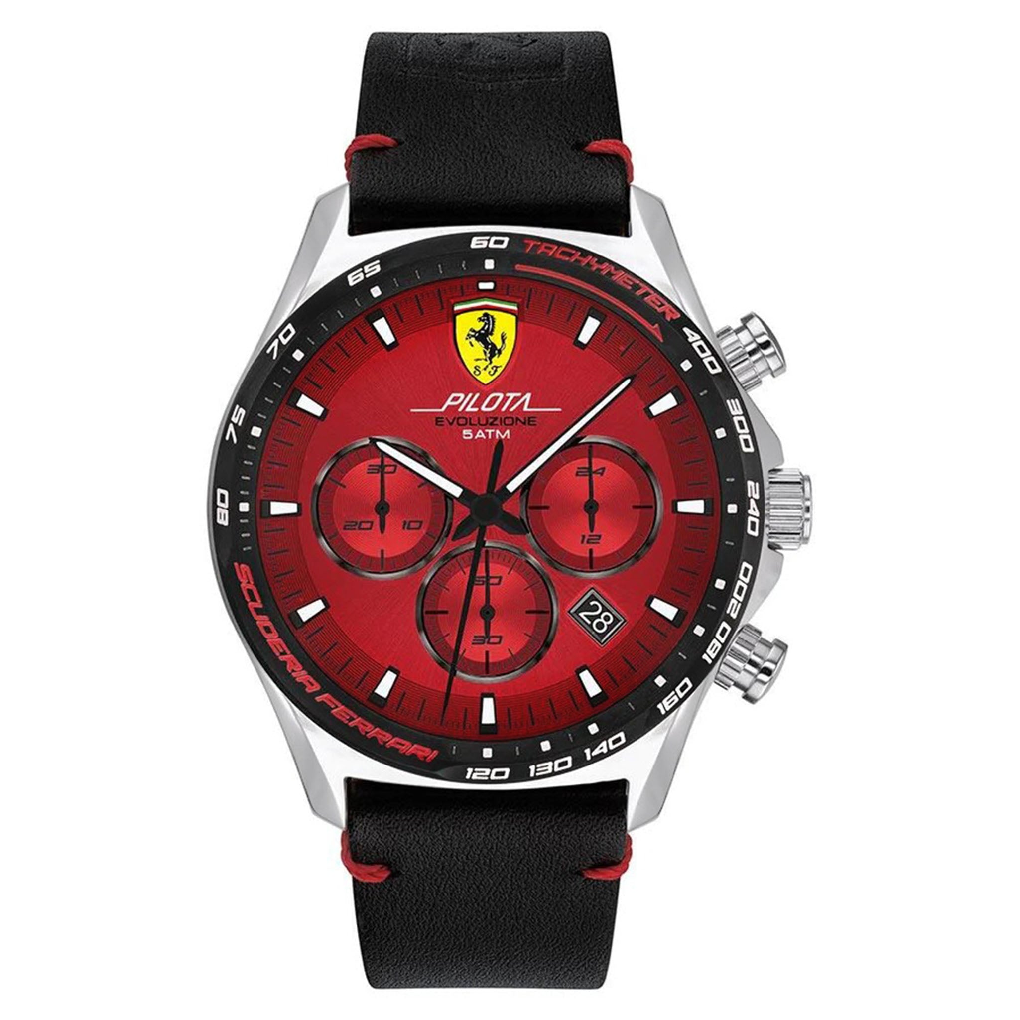 Scuderia Ferrari Pilota Evo Black Leather Men's Chrono Watch - 830713