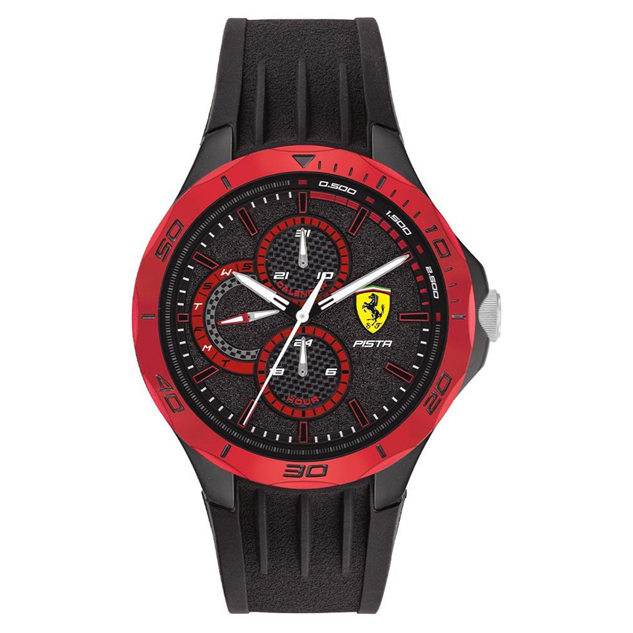Scuderia Ferrari Pista Black Silicone Men's Multi-function Watch - 830721
