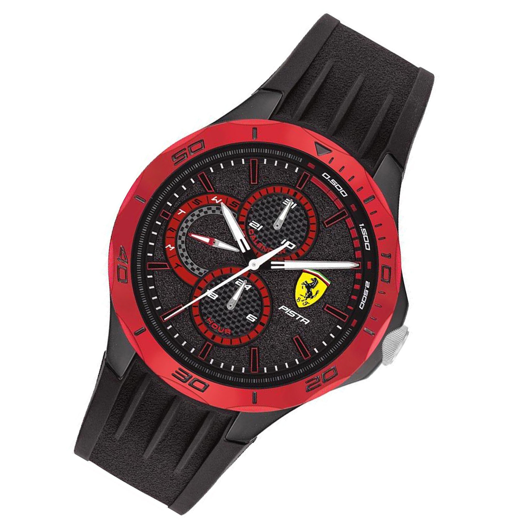 Scuderia Ferrari Pista Black Silicone Men's Multi-function Watch - 830721