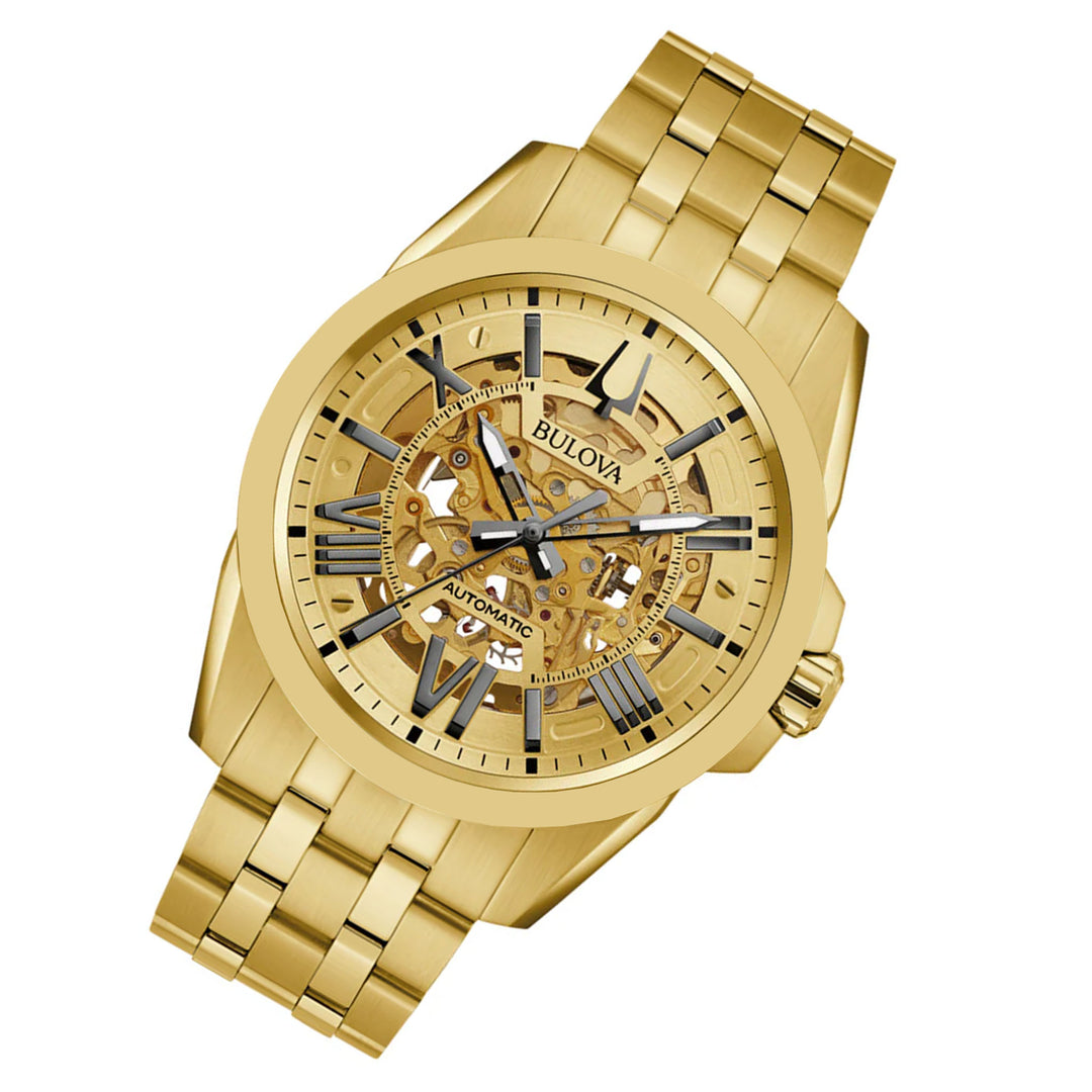 Bulova Gold Steel Men's Automatic Watch - 97A162