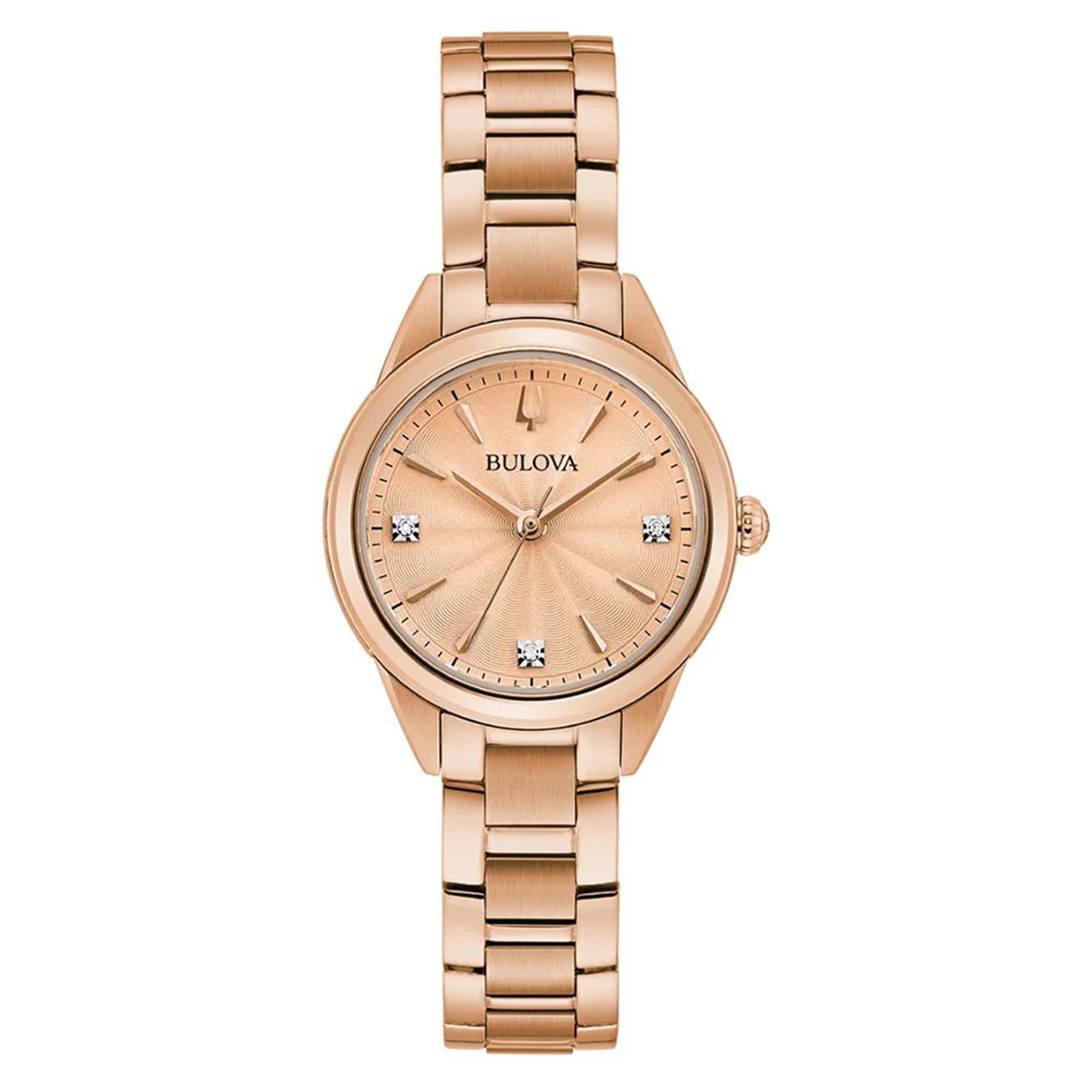 Bulova Classic Diamond Rose Gold Steel Women's Watch - 97P151 