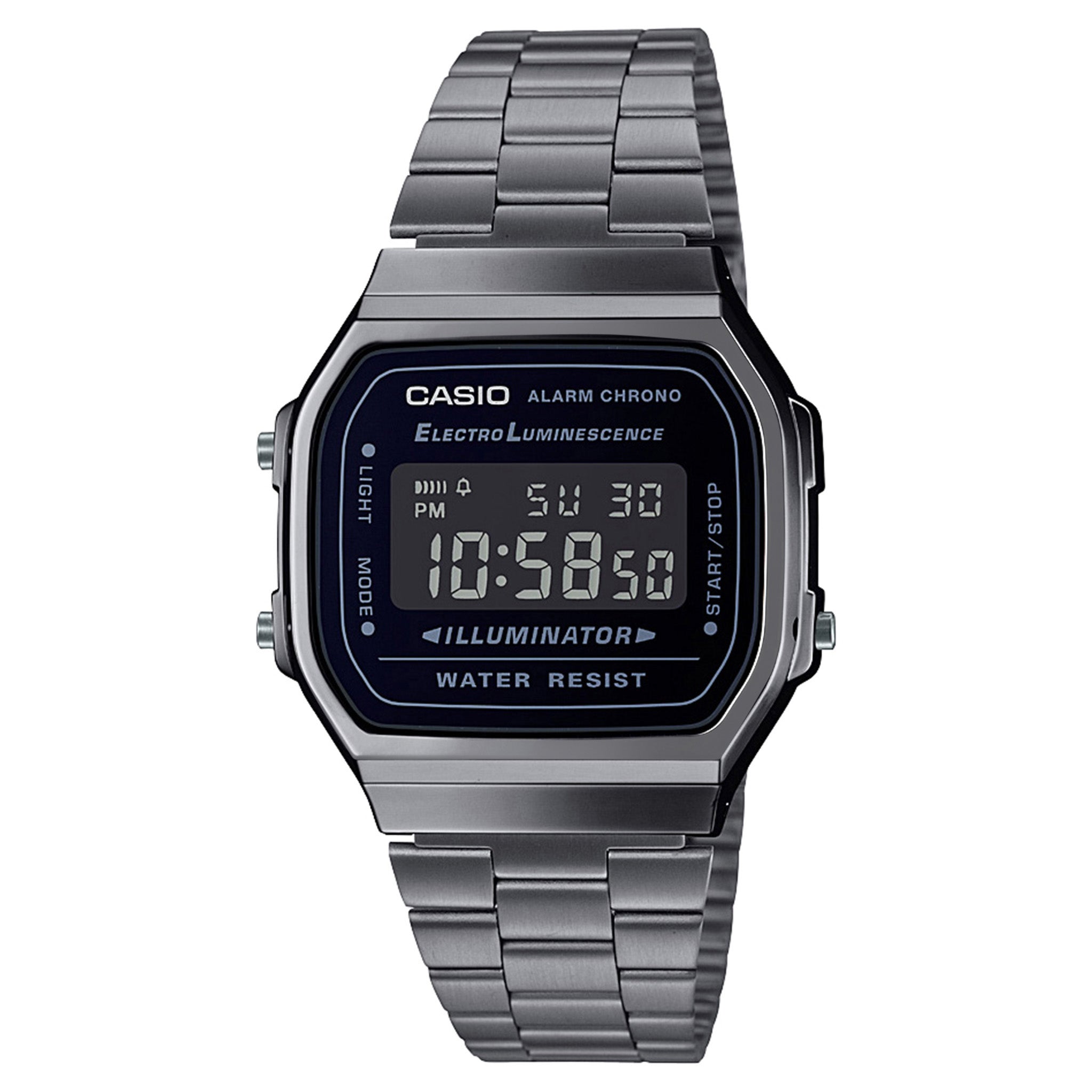 Casio Vintage Stainless Steel Black Dial Digital Unisex Watch A168WGG 1B