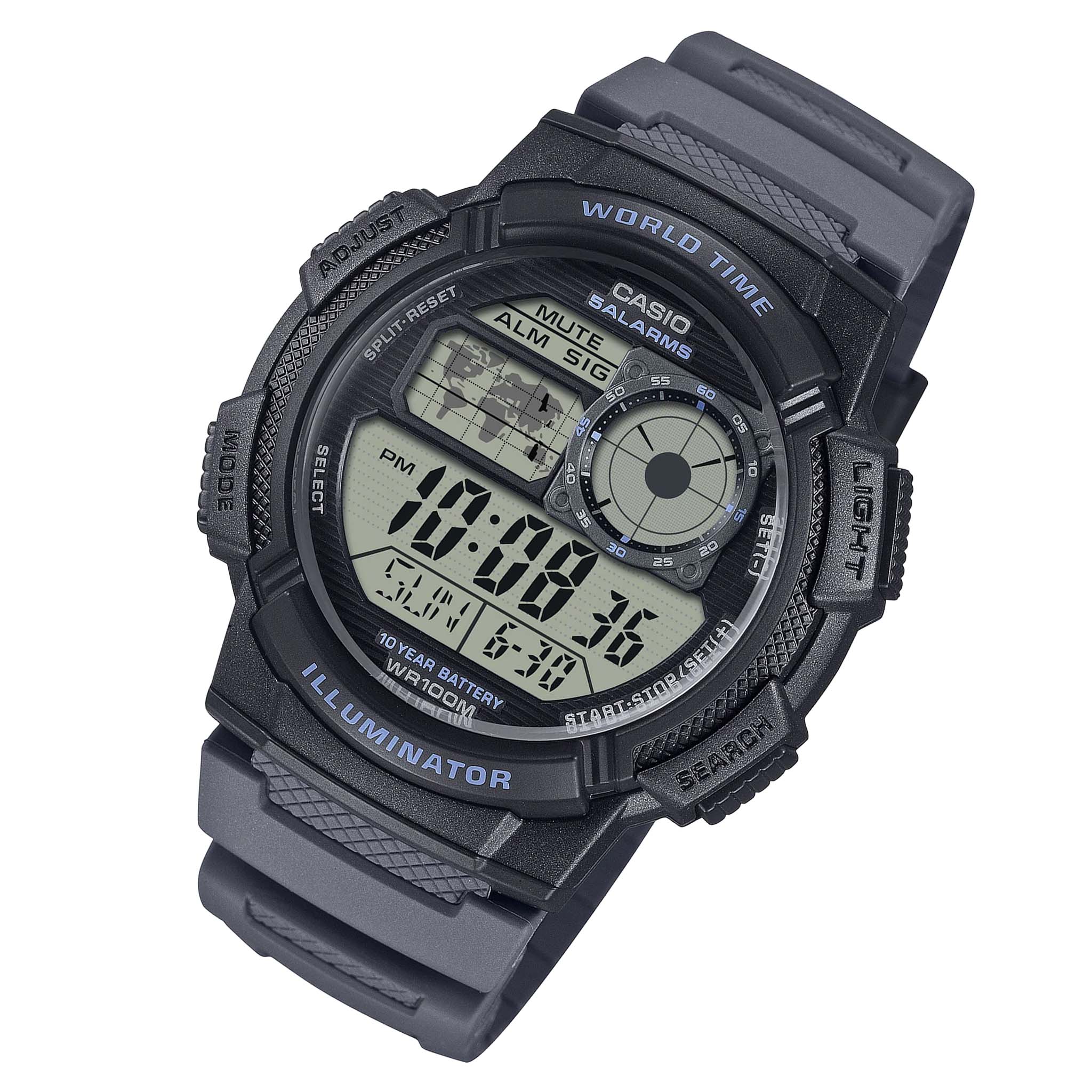 Casio Black Resin Digital Chronograph Men's Watch - AE1000W-8A