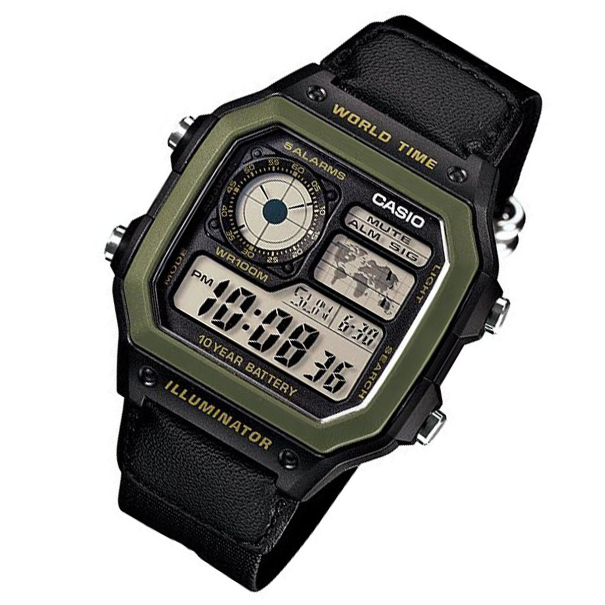 Casio World Time Classic Digital Men's Watch - AE1200WHB-1B