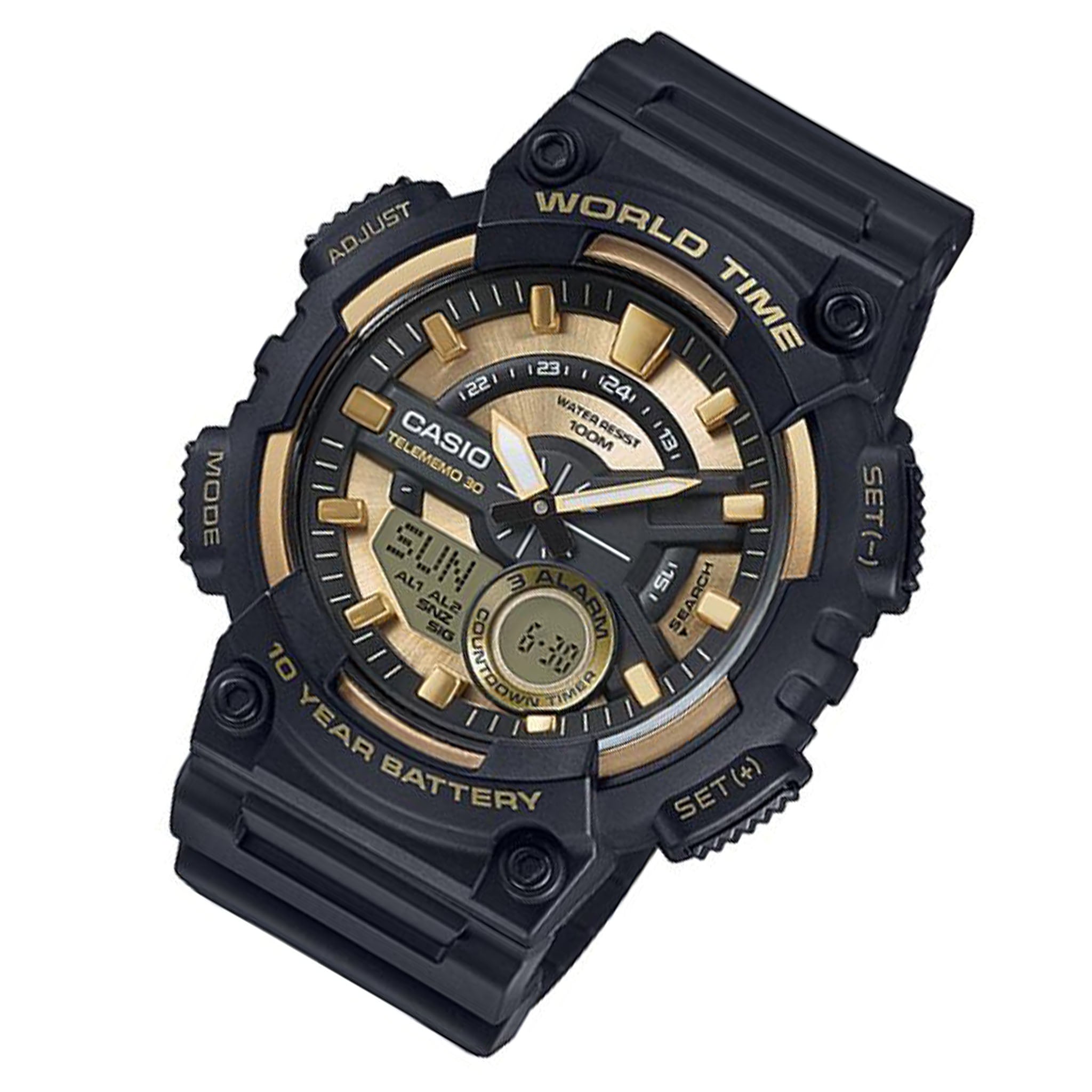 Casio World Time Black Resin Analogue-Digital Men's Watch - AEQ110BW-9A