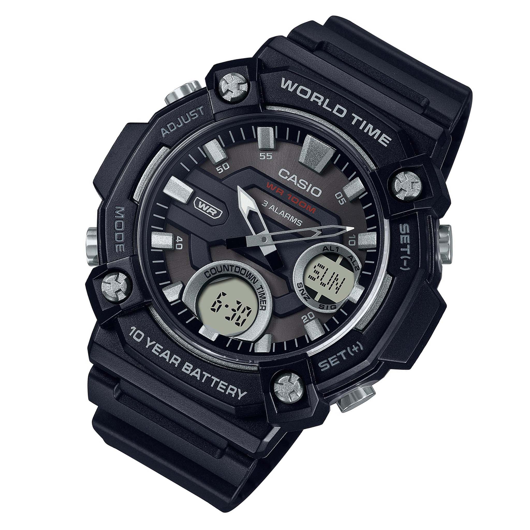 Casio Black Resin Digital-Analogue Multi-Function Men's Watch - AEQ120W-1A