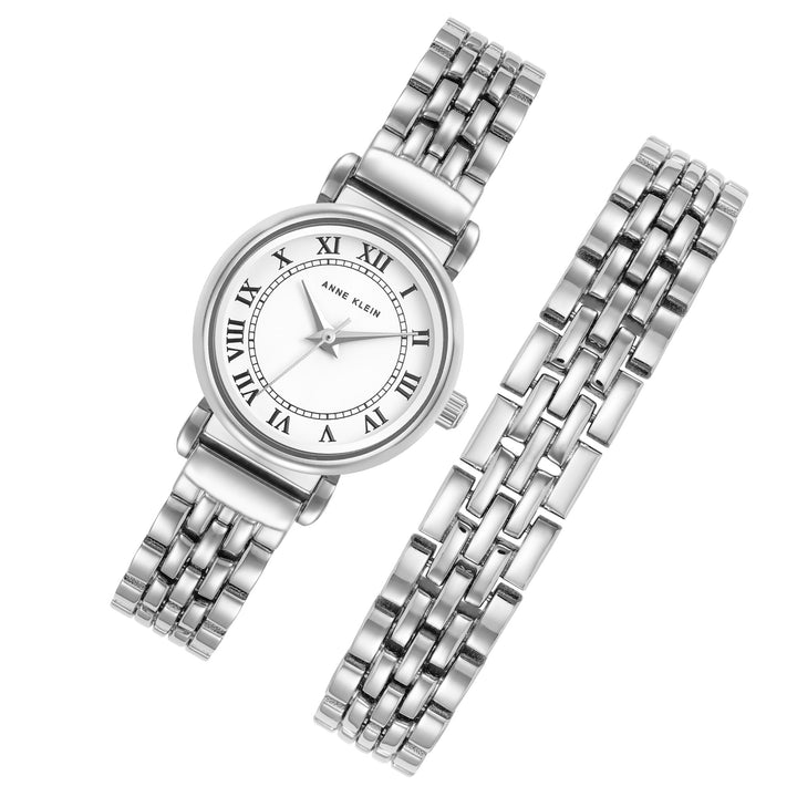 Anne Klein Silver-Tone Bracelet White Dial Women's Watch - AK4145SVST