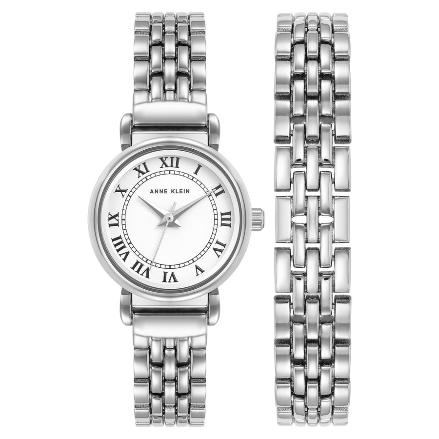 Anne Klein Silver-Tone Bracelet White Dial Women's Watch - AK4145SVST