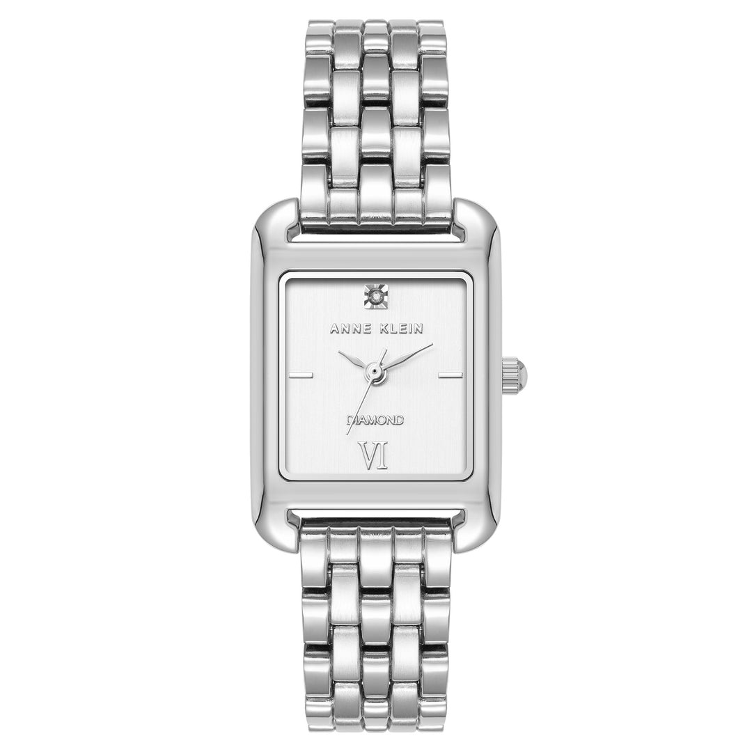 Anne Klein Silver-Tone Metal Band White Dial Women's Watch - AK5061SVSV