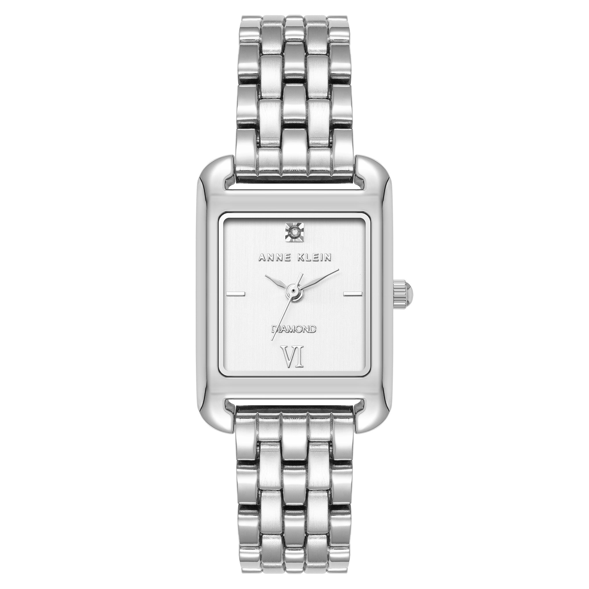 Anne Klein Silver-Tone Metal Band White Dial Women's Watch - AK5061SVSV