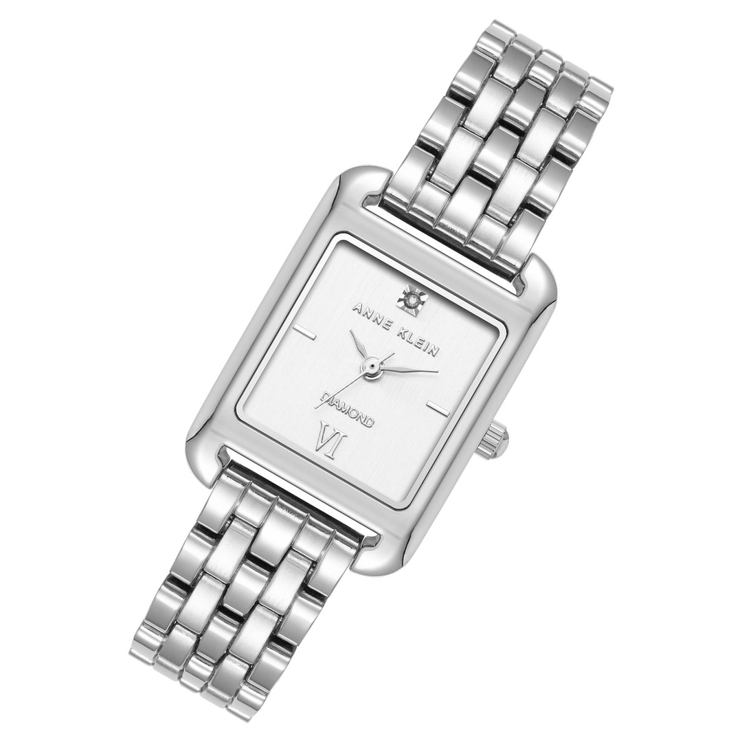 Anne Klein Silver-Tone Metal Band White Dial Women's Watch - AK5061SVSV