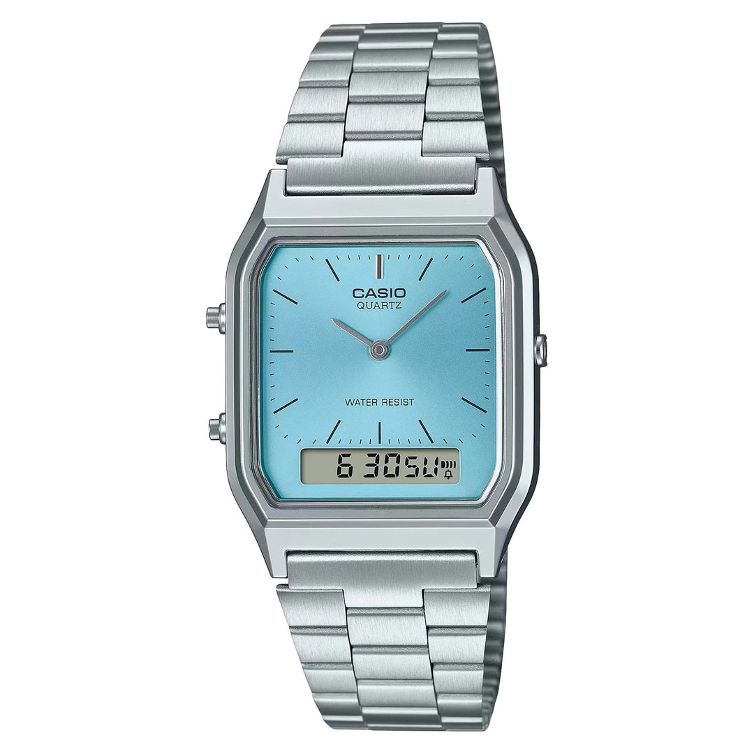 Casio Stainless Steel Blue Dial Digital-Analogue Women's Watch - AQ230A-2A1