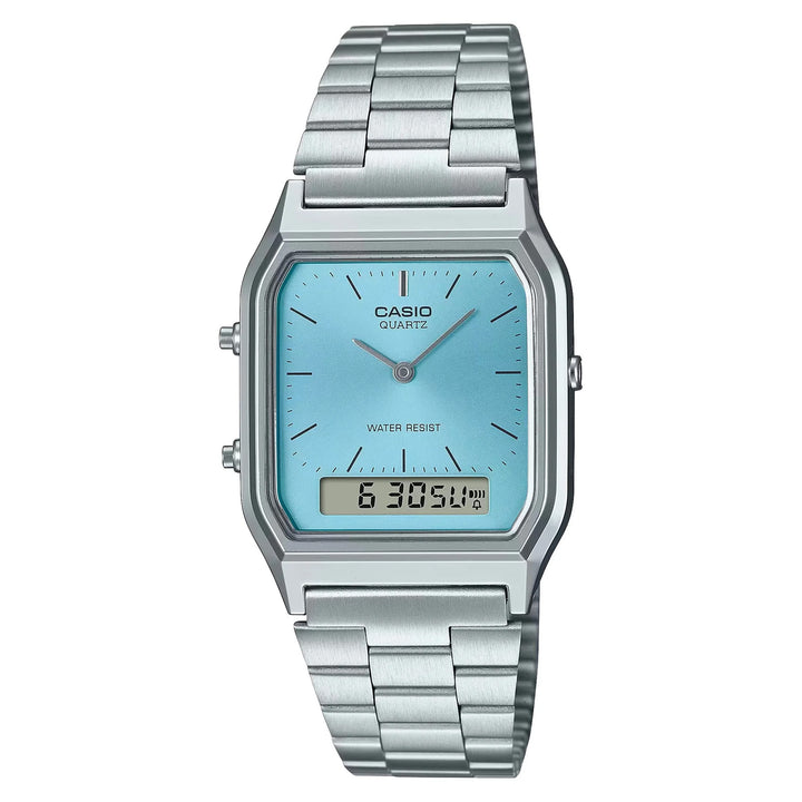 Casio Stainless Steel Blue Dial Digital-Analogue Women's Watch - AQ230A-2A1