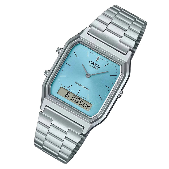 Casio Stainless Steel Blue Dial Digital-Analogue Women's Watch - AQ230A-2A1