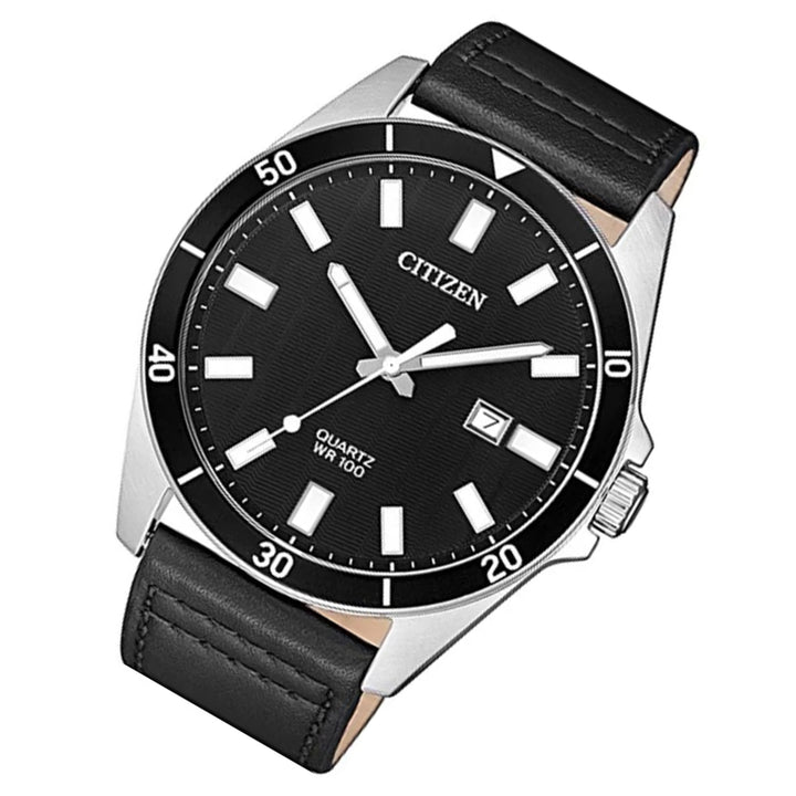 Citizen Quartz Leather Black Dial Men's Watch - BI5050-03E