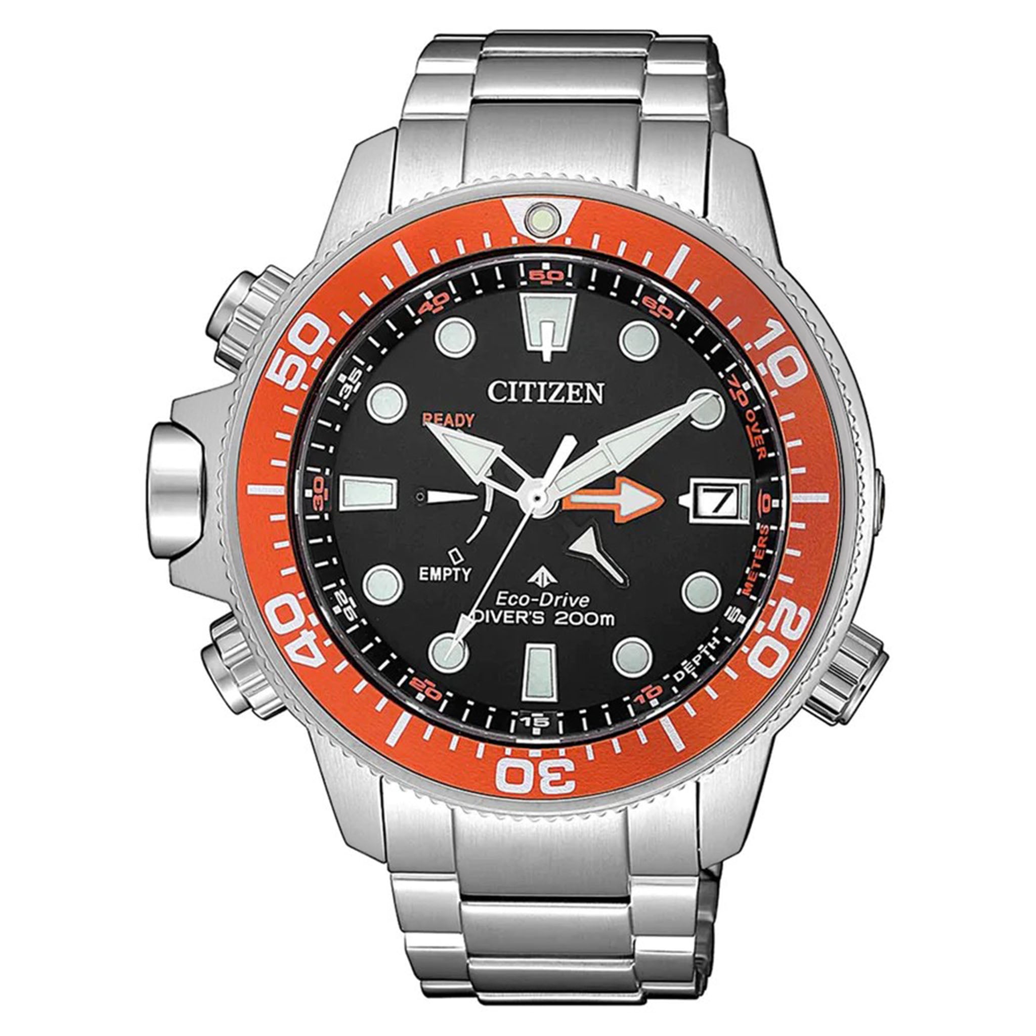 Citizen Eco Drive Stainless Steel Black Dial Men's Solar Watch - BN2039-59E