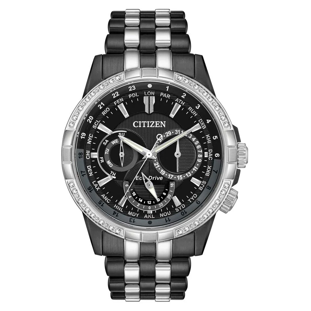 Citizen Eco Drive Two-Tone Steel Black Dial Men's Multi-Function Watch - BU2088-50E