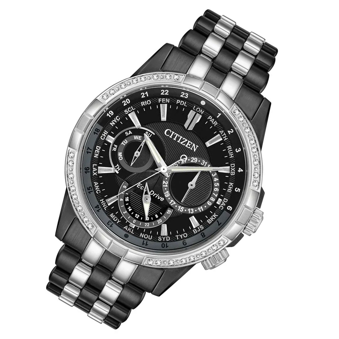 Citizen Eco Drive Two-Tone Steel Black Dial Men's Multi-Function Watch - BU2088-50E