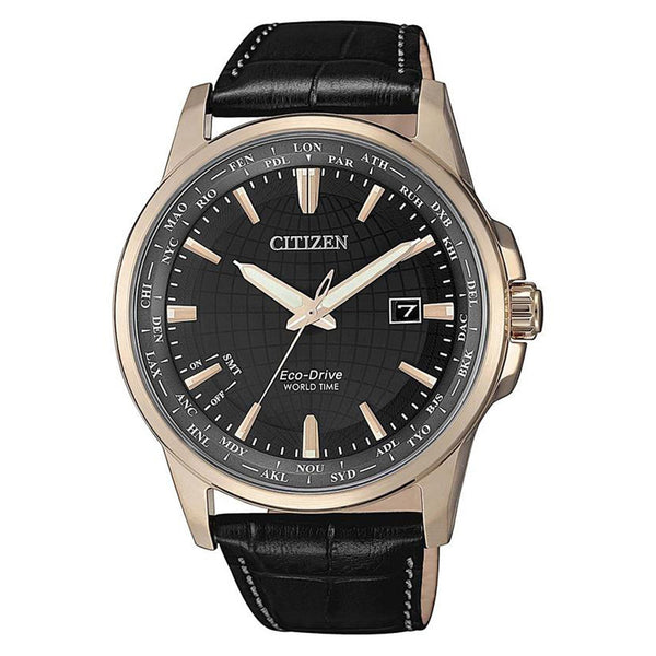 Citizen Black Leather Eco-Drive Men's Watch - BX1008-12E
