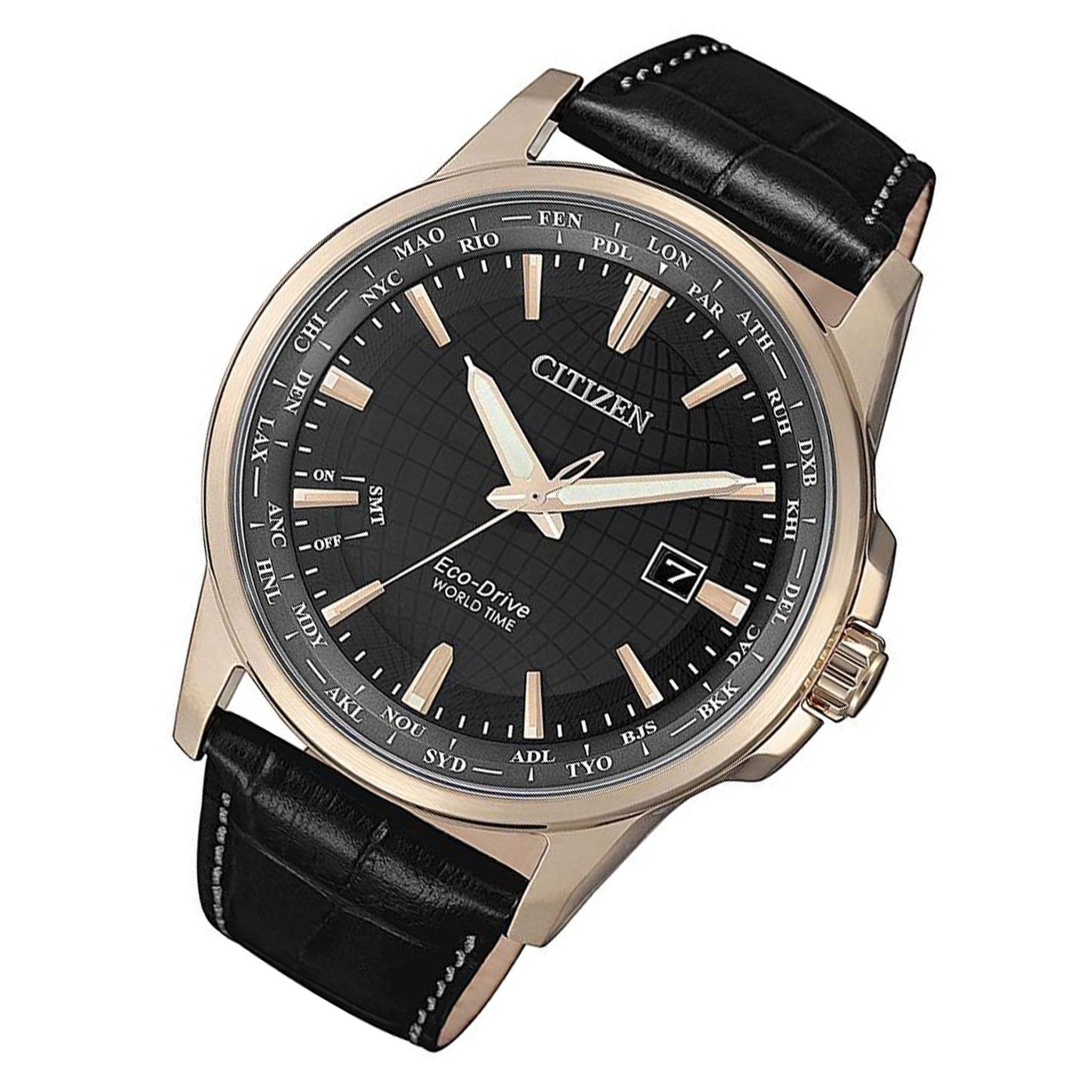 Citizen Black Leather Eco-Drive Men's Watch - BX1008-12E