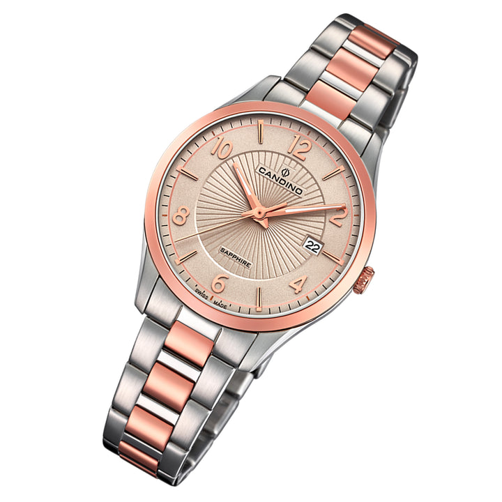 Candino Two-Tone Steel Rose Gold Dial Women's Swiss Made Watch - C4610/2