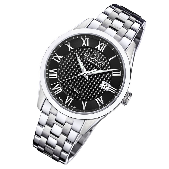 Candino Silver Steel Black Dial Men's Swiss Made Watch - C4709/D