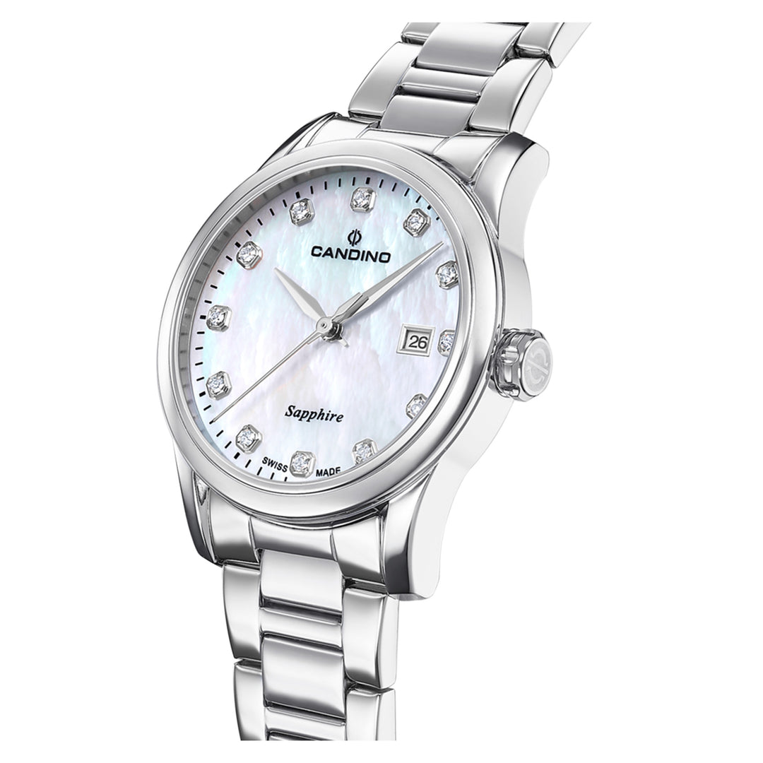 Candino Silver Steel MOP Dial Women's Swiss Made Watch - C4738/1