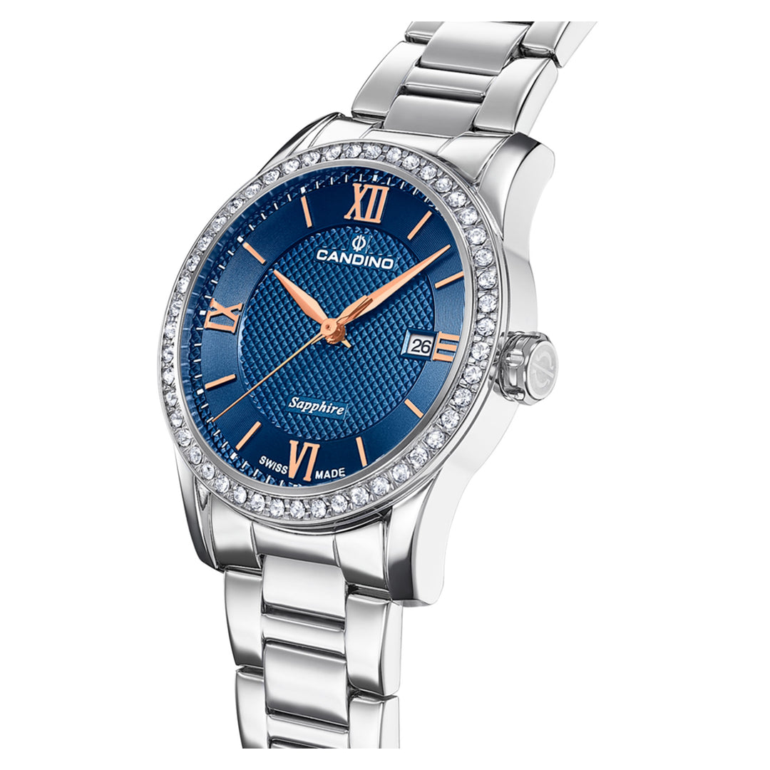 Candino Silver Steel Blue Dial Women's Swiss Made Watch - C4740/2
