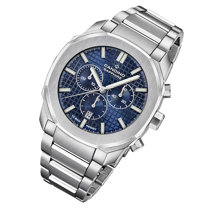 Candino Silver Steel Blue Dial Men's Chronograph Swiss Made Watch - C4746/2