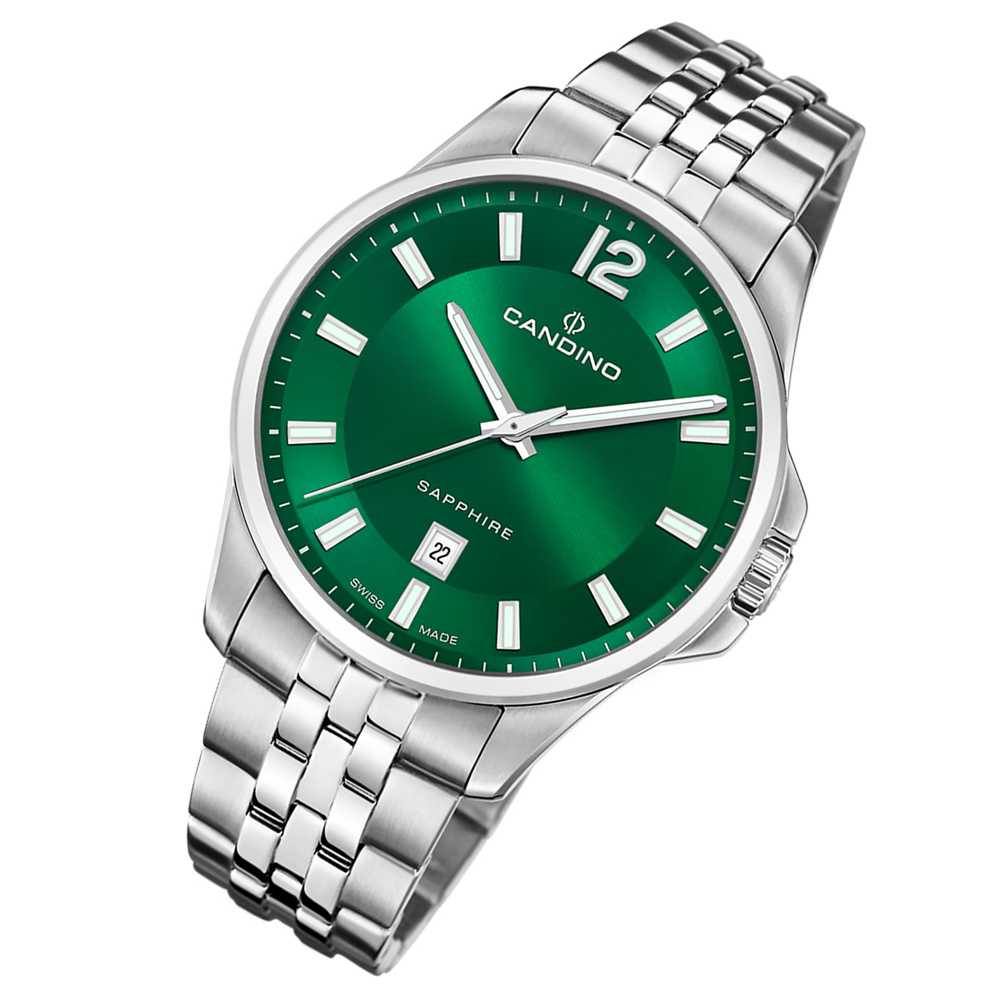 Candino Silver Steel Green Dial Men's Swiss Made Watch - C4764/3