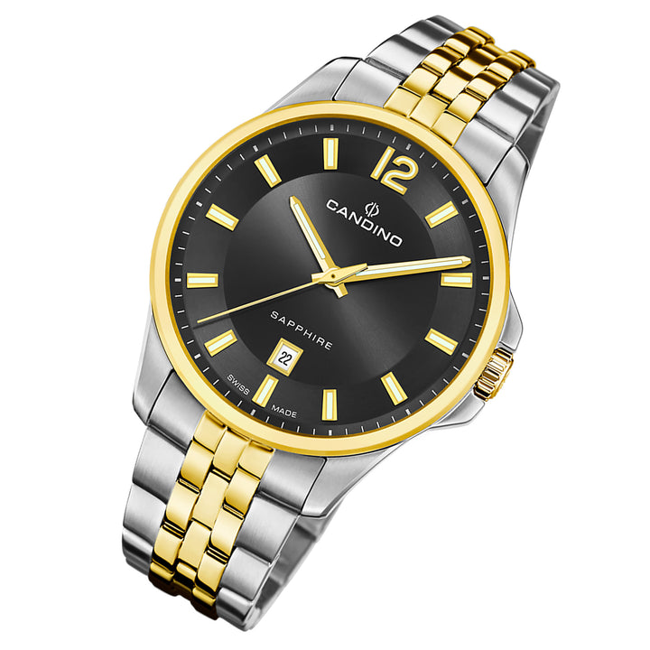 Candino Two-Tone Steel Black Dial Men's Swiss Made Watch - C4765/4