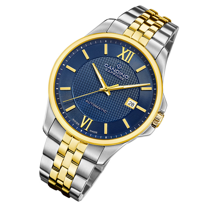 Candino Two-Tone Steel Blue Dial Men's Automatic Swiss Made Watch - C4769/2