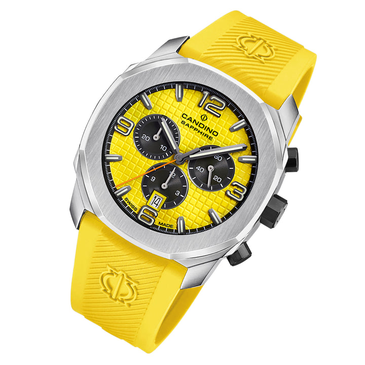 Candino Yellow Plastic Band Men's Chronograph Swiss Made Watch - C4774/1