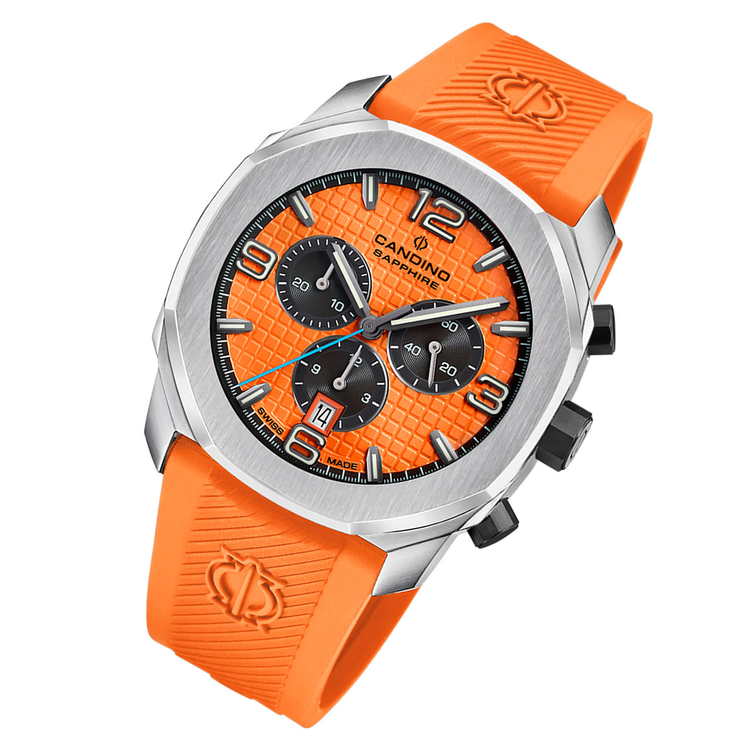 Candino Orange Plastic Band Men's Chronograph Swiss Made Watch - C4774/2