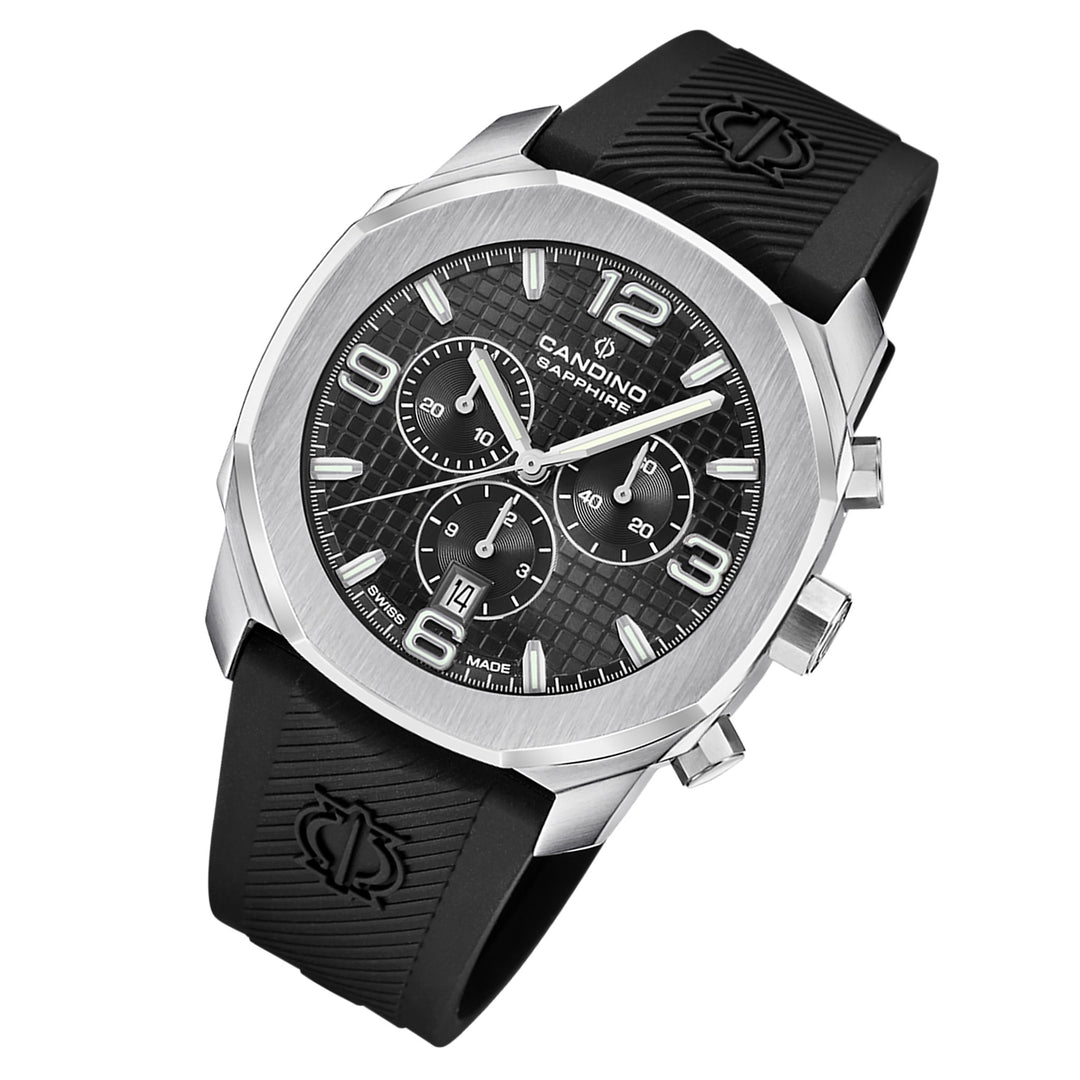 Candino Black Plastic Band Men's Chronograph Swiss Made Watch - C4774/6