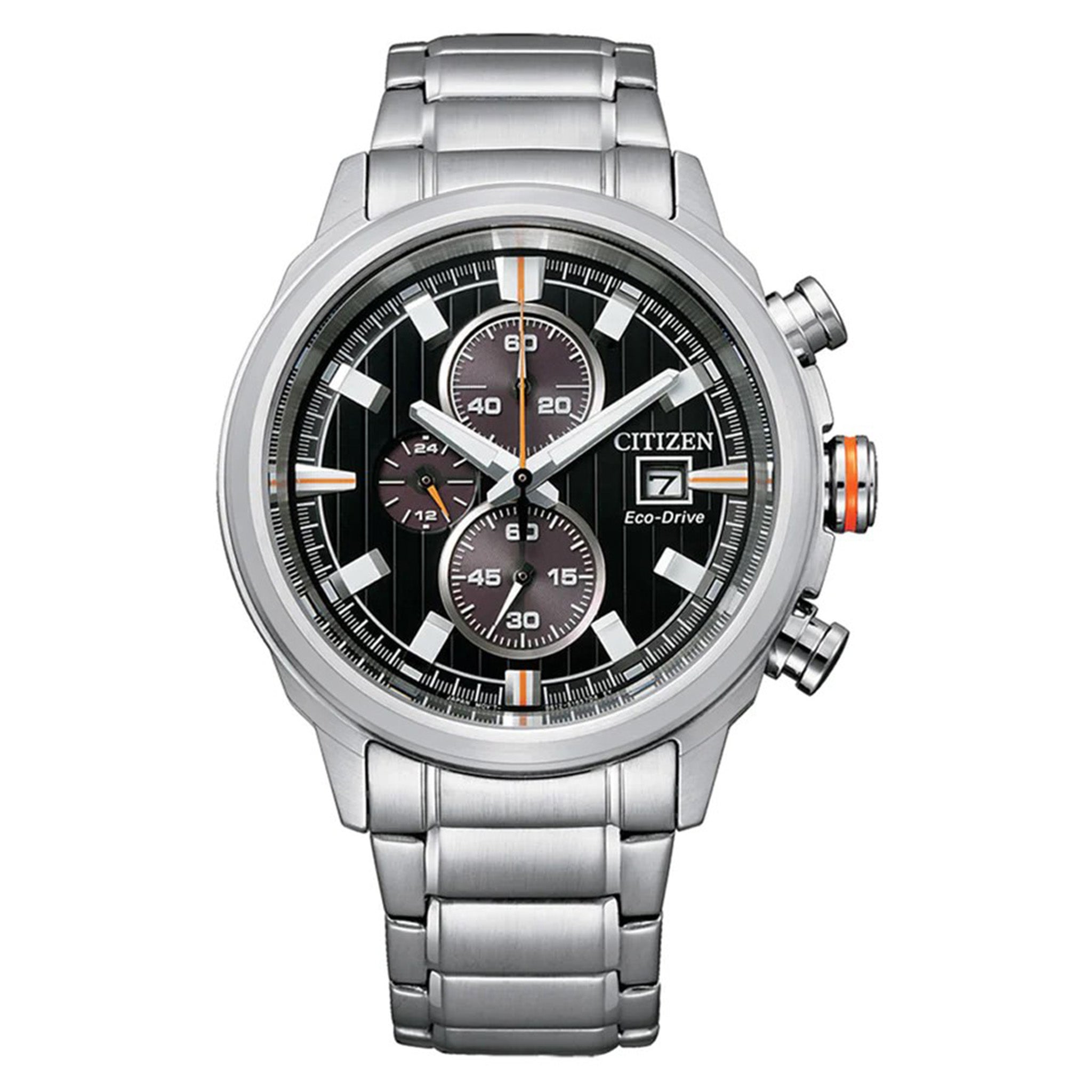 Citizen Eco-Drive Chrono Stainless Steel Black Dial Solar Men's Watch - CA0730-85E