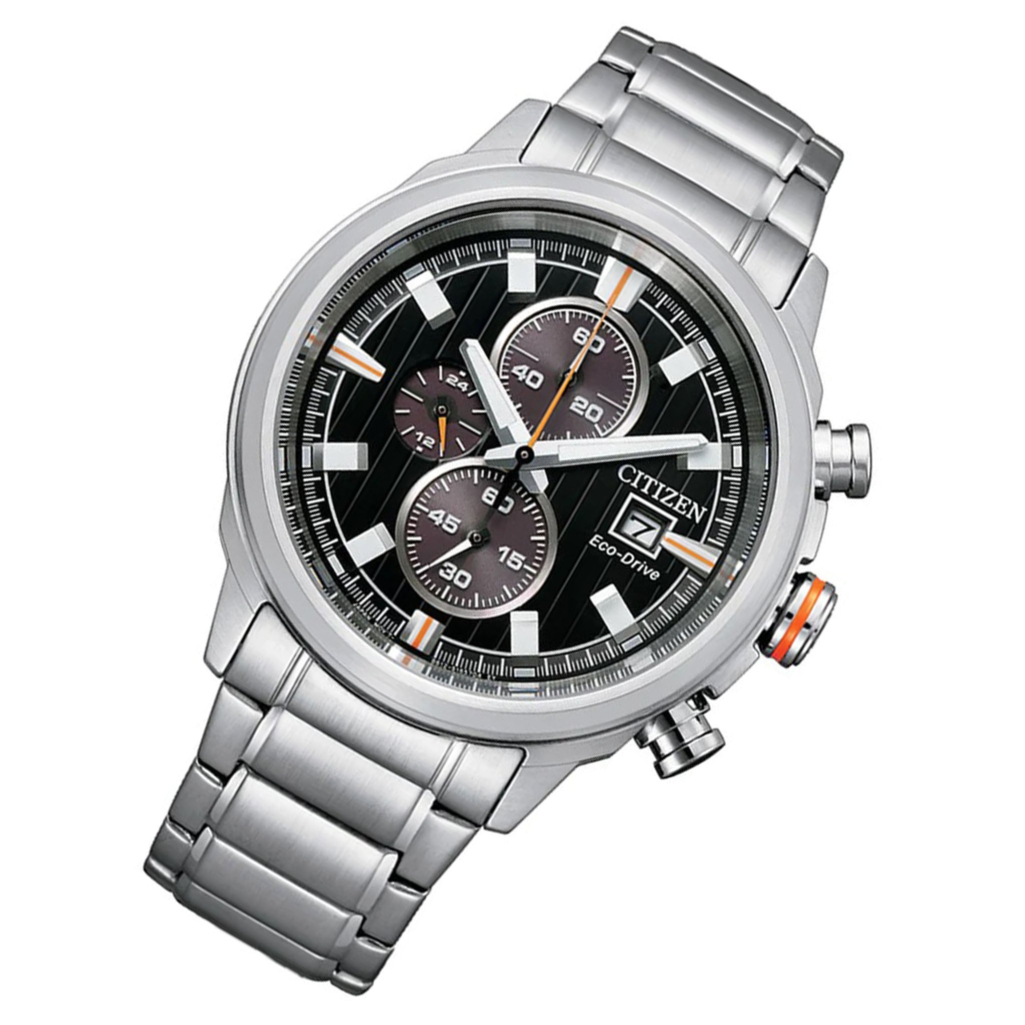 Citizen Eco-Drive Chrono Stainless Steel Black Dial Solar Men's Watch - CA0730-85E