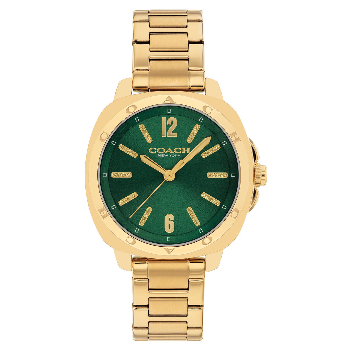Coach Gold Steel Green Dial Women