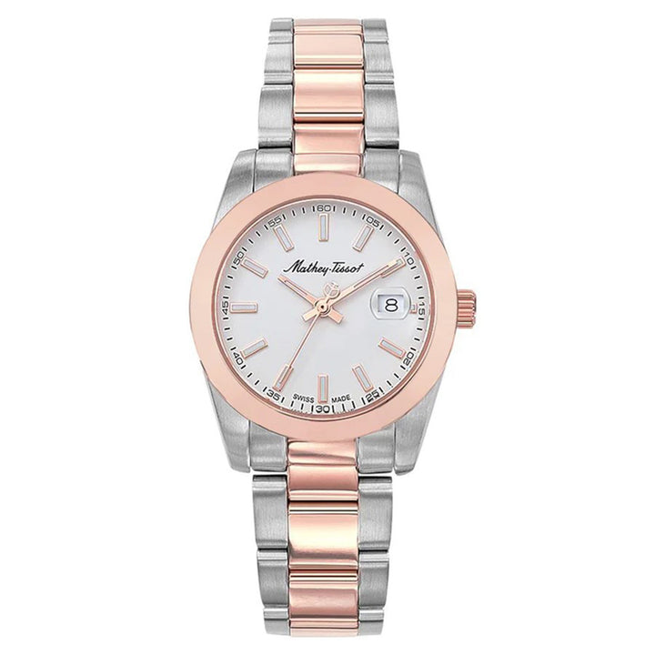 Mathey-Tissot Rose Gold Stainless Steel White Dial Swiss Made Women's Watch - D450RA