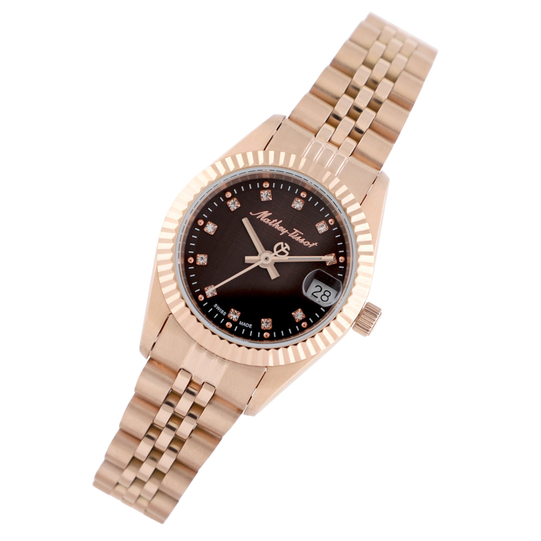 Mathey-Tissot Rose Gold Steel Brown Dial Women's Watch - D710PRM