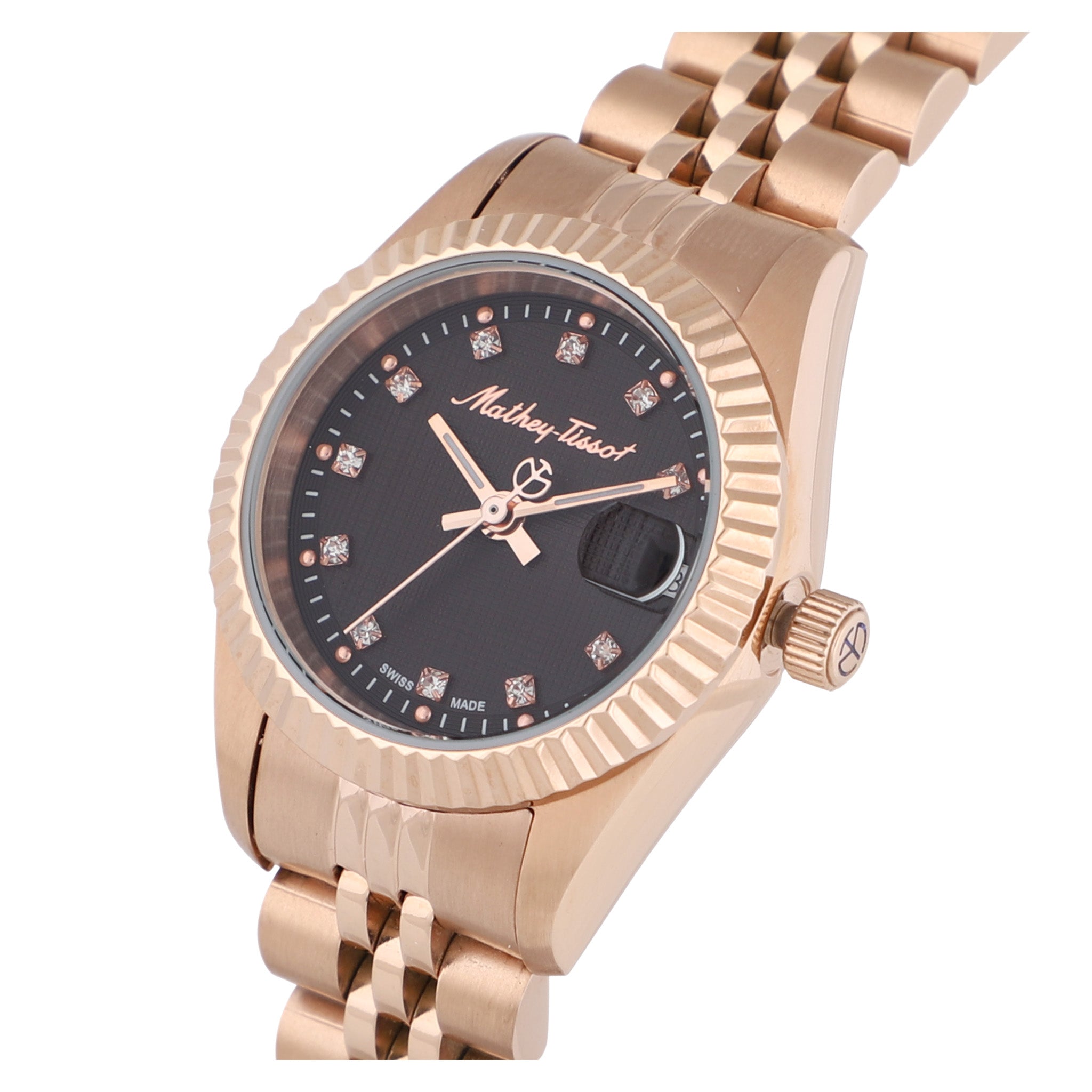 Mathey-Tissot Rose Gold Steel Brown Dial Women's Watch - D710PRM