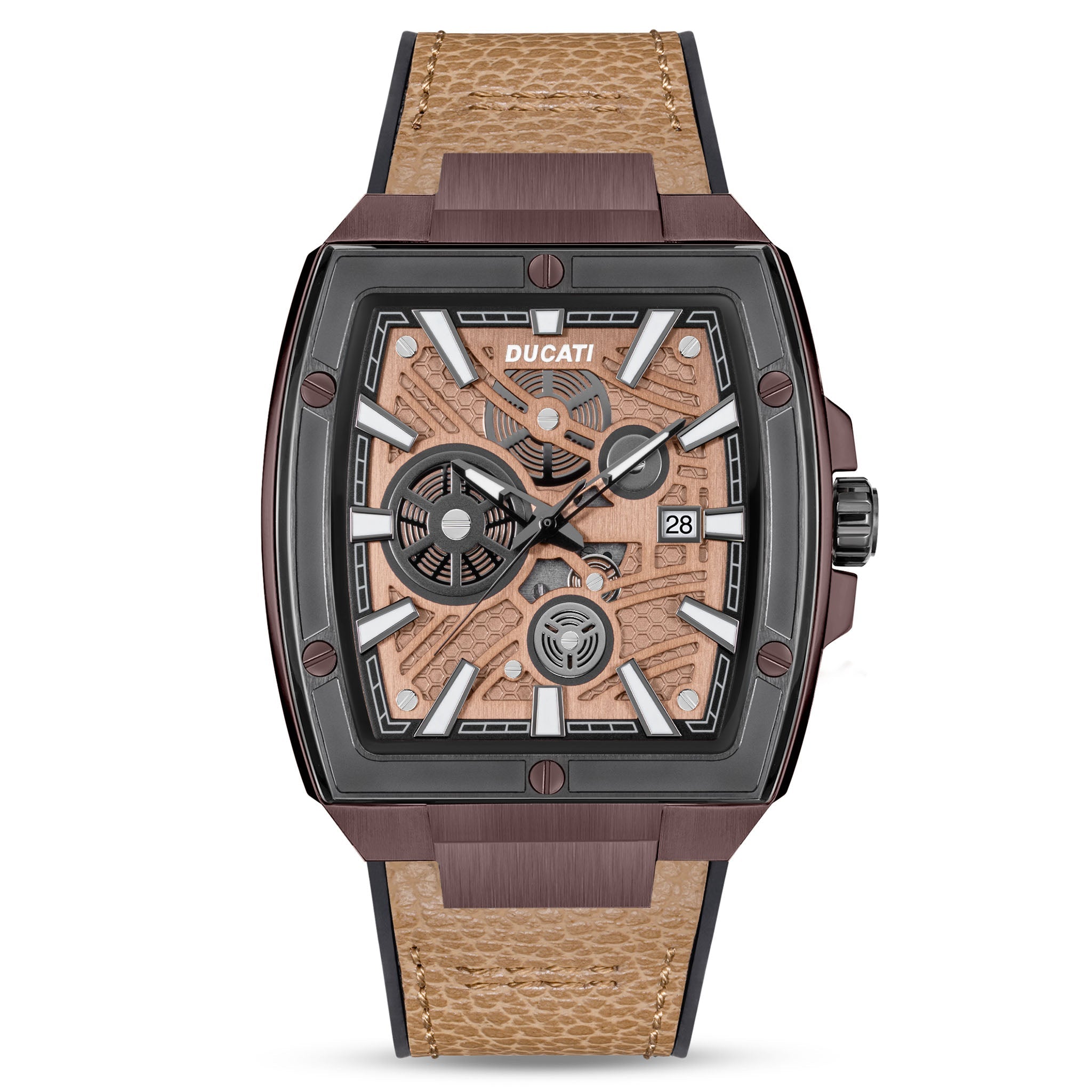 Ducati Gun Metal Multi-Colour Dial Leather Men's Watch - DTWGB0000702