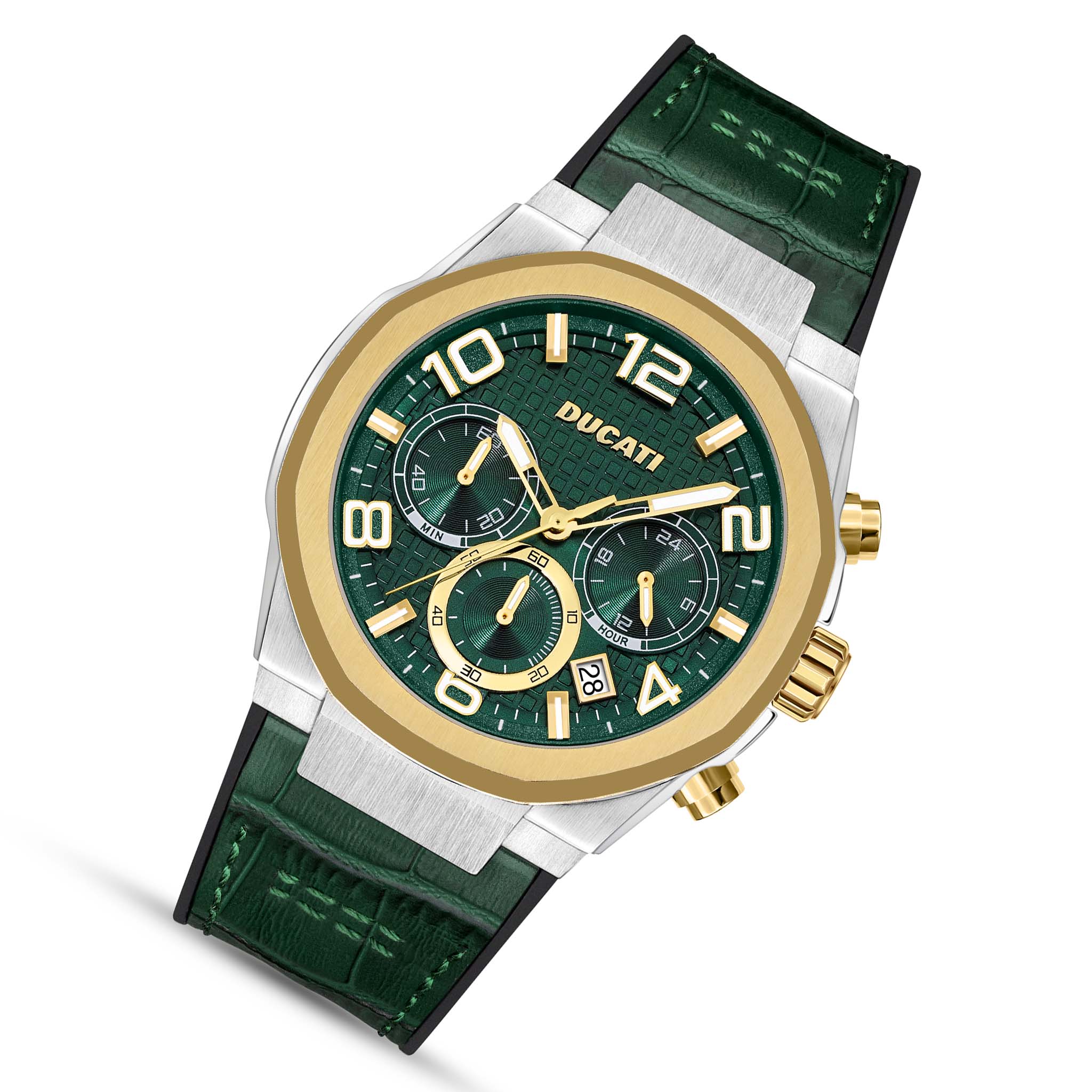 Ducati Green Leather Multi-Colour Dial Chronograph Men's Watch - DTWGC0001101