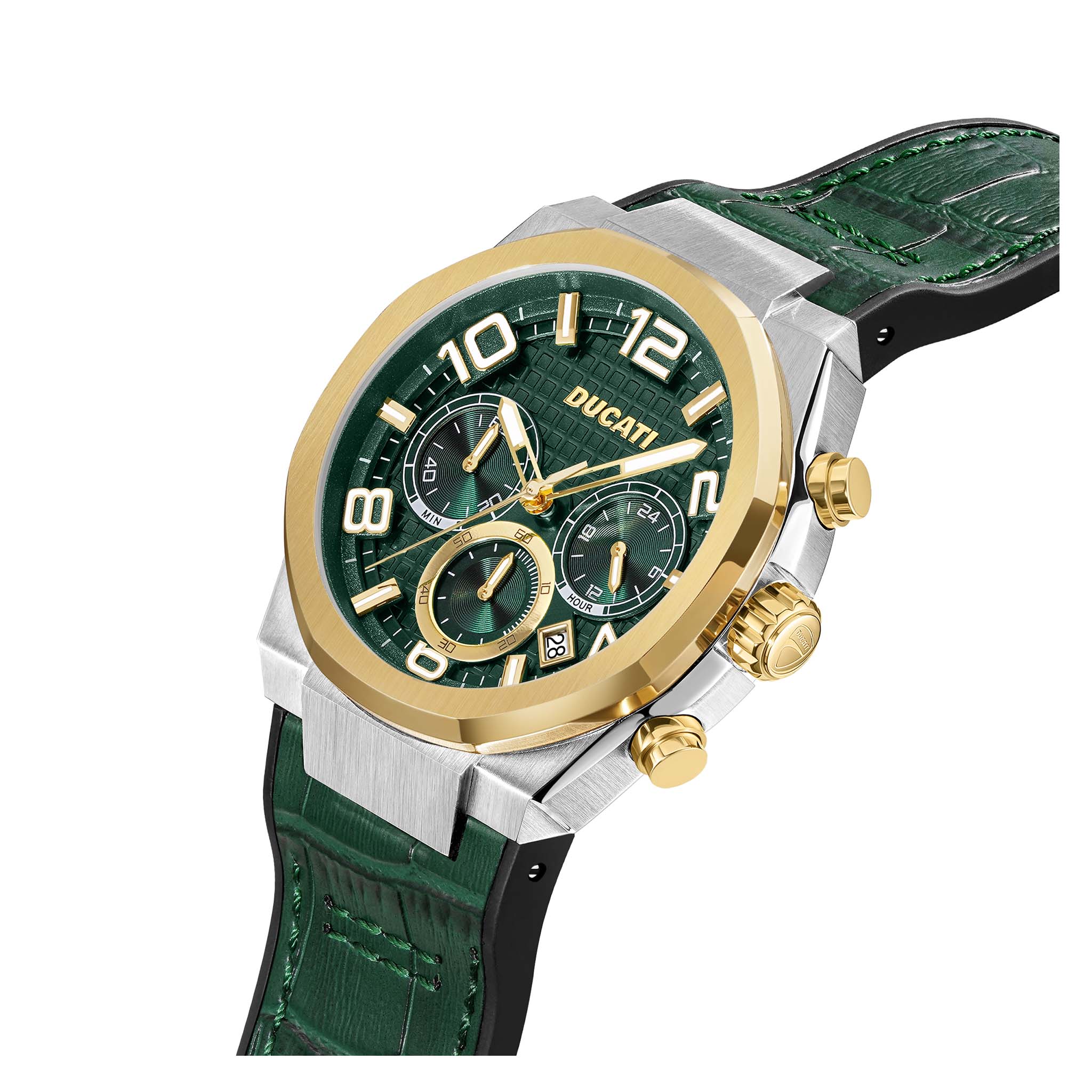 Ducati Green Leather Multi-Colour Dial Chronograph Men's Watch - DTWGC0001101