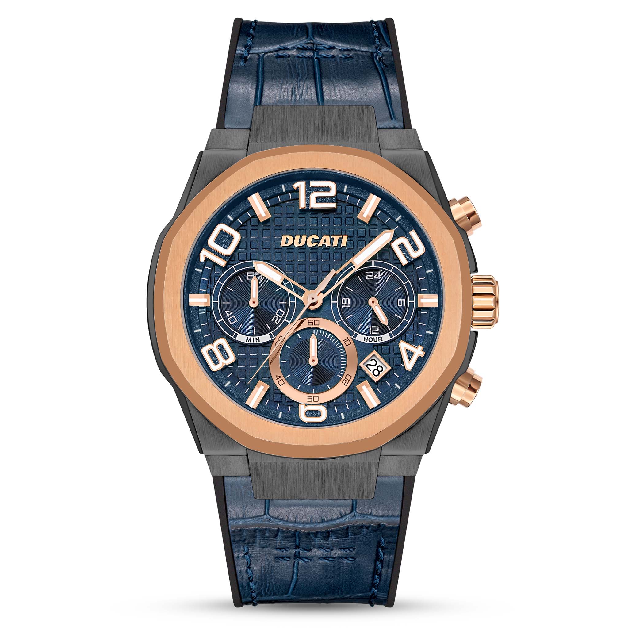 Ducati Gun Metal Multi-Colour Dial Leather Men's Watch - DTWGC0001104