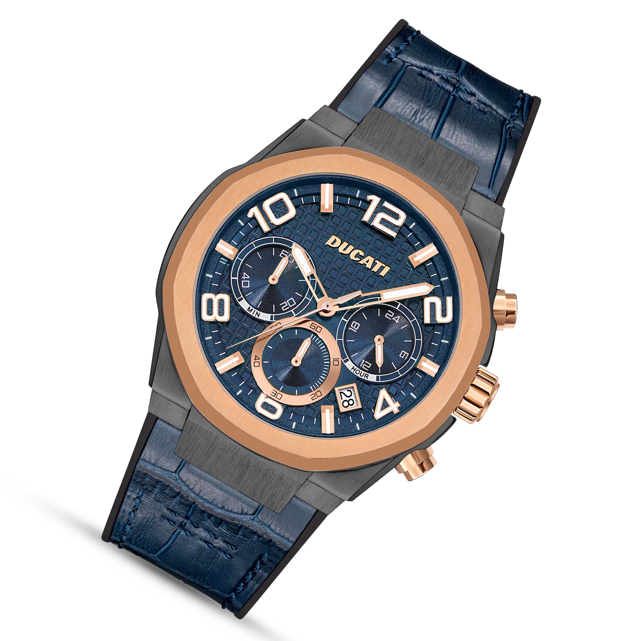 Ducati Blue Leather Multi-Colour Dial Chronograph Men's Watch - DTWGC0001104