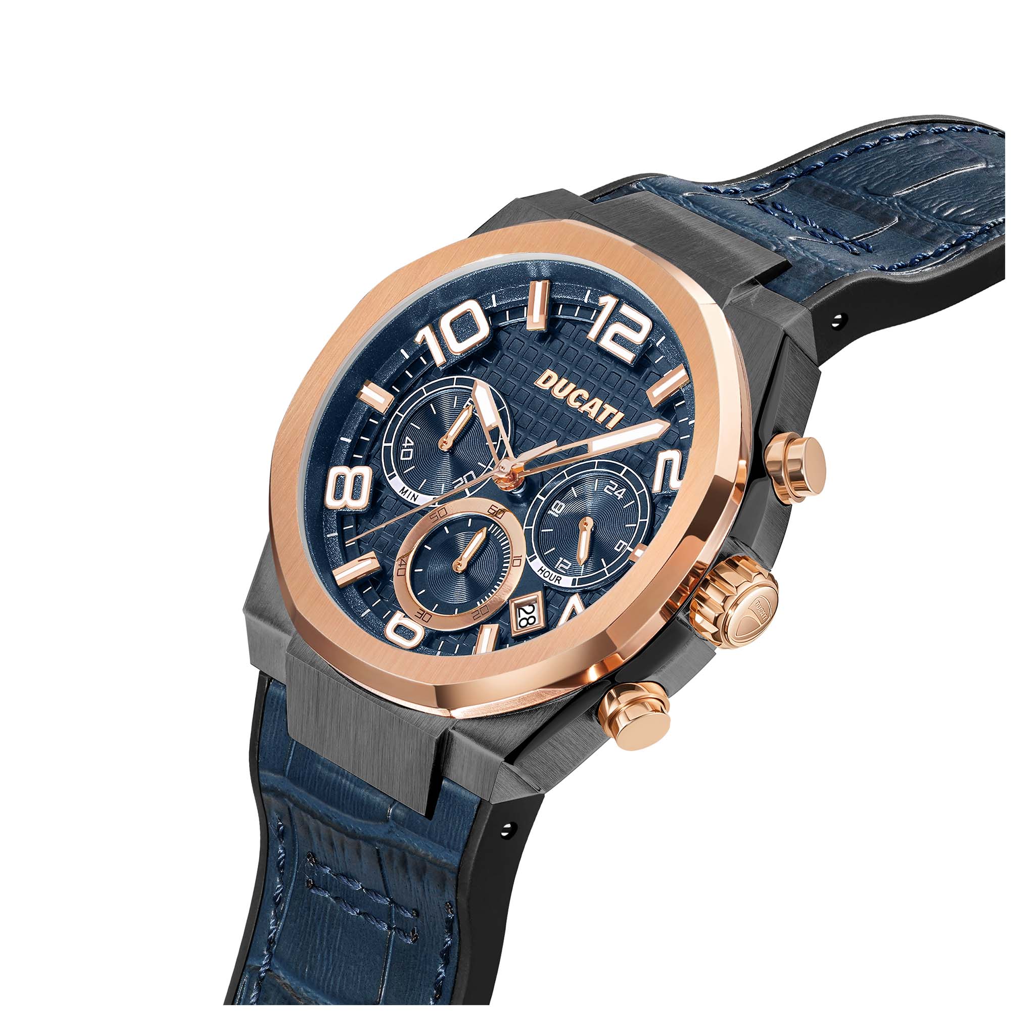 Ducati Blue Leather Multi-Colour Dial Chronograph Men's Watch - DTWGC0001104